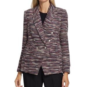 Elie Tahari Tweed Double Breasted Blazer Tailored SZ 8 NWT Office Siren Classic